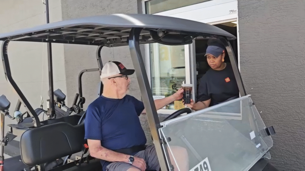 Freedom with a Custom Mobility Golf Cart at McDonalds